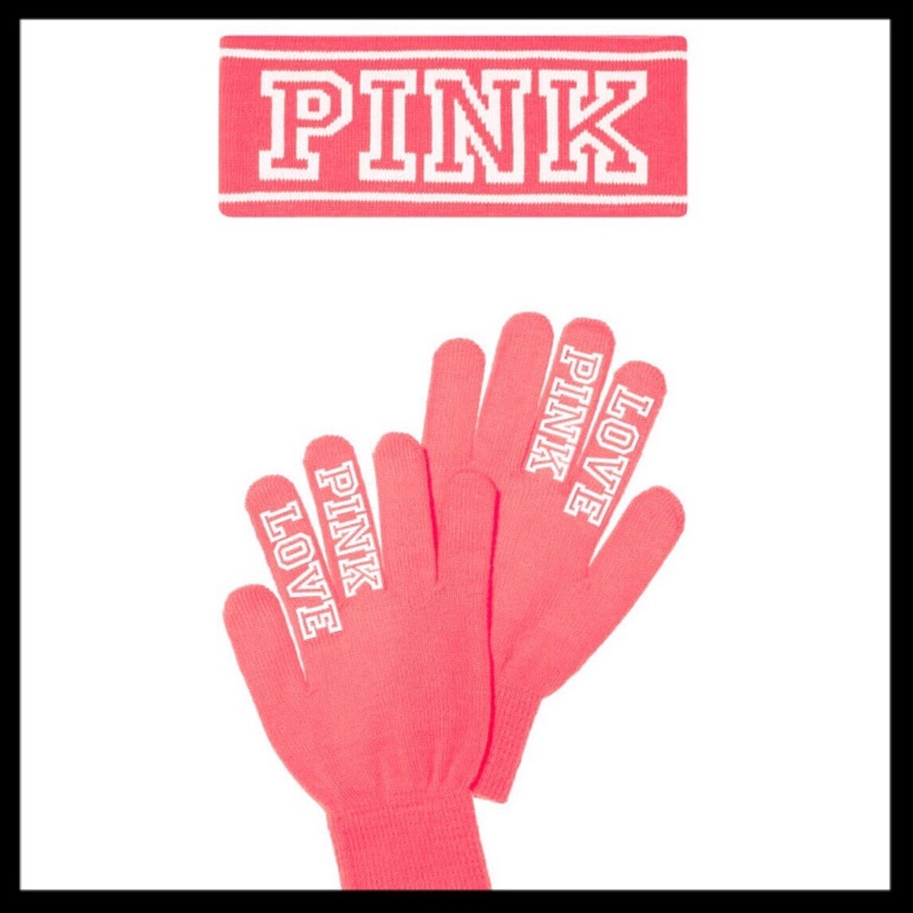 VS PINK Knit Headband and Gloves. NWT